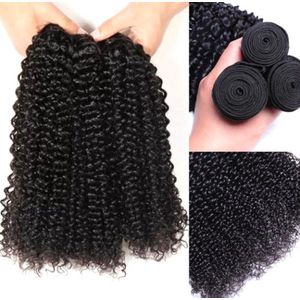 Weft Hairextensions - zwart - 60 cm / 22 inch - echt haar - krul - 100 gram