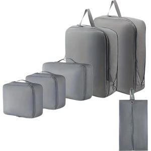 Nivard Koffer Organizer Set - Packing Cubes - Compressie - Travel - Compression - Set - Grijs