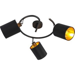 QAZQA lofty - Moderne Plafondlamp met kap - 3 lichts - Ø 600 mm - Zwart - Woonkamer | Slaapkamer | Keuken