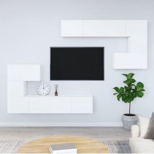 The Living Store Hangende TV-meubelset - wit - 30.5 x 30 x 30 cm (S) - 60 x 30 x 30 cm (M) - 80 x 30 x 30 cm (L)