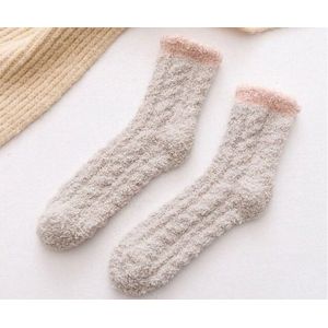 Sokken - Huissokken Dames - Slofsokken - Bedsokken - Dikke Sokken - Wollen Sokken - 2 Paar - Beige