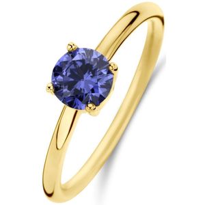 New Bling 9NB-0902-58 Zilveren Ring - Dames - Zirkonia - Rond - 6 mm - Violet Blauw - Maat 58 - 1,76 mm - Zilver - Gold Plated (Verguld/Goud op Zilver)