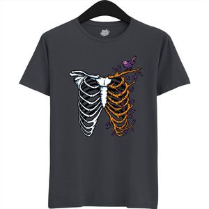 Bones And Branches Ribcage - Halloween Ribbenkast Dames / Heren Unisex T-shirt - Grappig Kostuum Shirt Idee Volwassenen - T-Shirt - Unisex - Mouse Grijs - Maat L