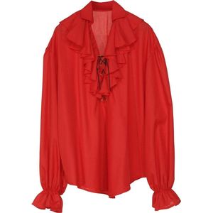 Rode piraten blouse voor mannen - Verkleedkleding