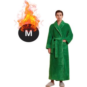 Bovista Badjas Heren - Fleece - Katoen - Badstof - Sauna - Hamam - Wafel - Bathrobe - Duster - Ochtendjas - Spa - Kimono - Groen M