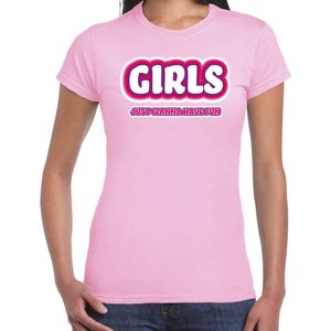 Bellatio Decorations vrijgezellenfeest verkleed t-shirt dames - Girls Fun - lichtroze - bachelorette XS