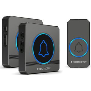 Protectly - Draadloze Deurbel - Zwart - Met 2 Ontvangers - Bereik 450 Meter - Waterdicht