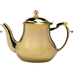 Marokkaanse theepot roestvrij staal -goud- inductie- 1.5 liter