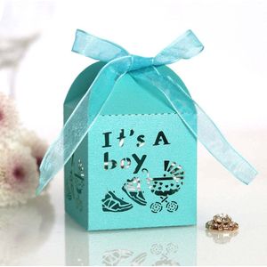 DW4Trading Geschenkdoosjes It's A Boy - Cadeaudoosjes met Strikje - Babyshower - 5 Stuks - 5x5x5 cm - Blauw