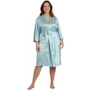 Luipaardprint halflange satijnen kimono badjas