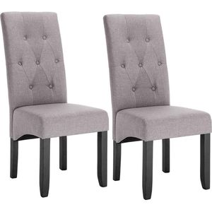 Rootz Set van 2 gestoffeerde eetkamerstoelen - stoelen met hoge rugleuning - stijlvolle zitting - duurzame linnen hoes, comfortabele ondersteuning, veelzijdige elegantie - massief hout - 107 cm x 47 cm x 42 cm
