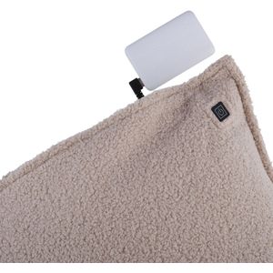 alpina Warmtekussen Draadloos 40x40 cm – Elektrisch Warmte Kussen met Oplaadbare Powerbank – Verwarmd Buitenkussen 3 Warmtestanden – Loungekussen Binnen en Buiten – Beige Teddy