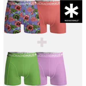 Muchachomalo Jongens Boxershort 4-Pack (2x2) Maat 176 - Flowerprint/Groen/Paars/Roze