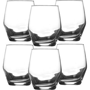 LAV Waterglazen tumblers Ella - transparant glas - 6x stuks - 370 ml - drinkglazen/sapglazen