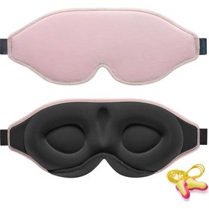 2024 Innovatief Slaapmasker voor Mannen en Vrouwen, 100% Lichtblokkerend Ontwerp Oogmasker om te Slapen, een Dutje te Doen, Mediteren, Reizen (Roze)