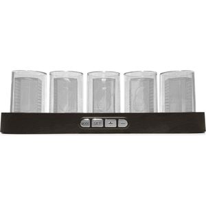 Wedjis Nixie tube klok – Digitale Klok – Met ingebouwde USB-uitgangpoort – kunststof – acryl display – incl. USB-stroomkabel - Hout - Bruin