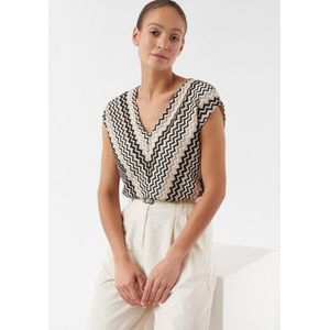 comma - T-Shirt - Zigzag Patroon - V-hals