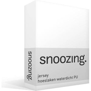 Snoozing - Jersey - Waterdicht PU - Hoeslaken - Lits-jumeaux - 160x210/220 cm - Wit