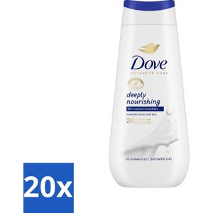 20 x Dove Douchecrème - Deeply Nourishing - 225 ml - Sensitive Huid - MicroMoisture - Sulfaatvrij - Biologisch Afbreekbaar - Duurzaam