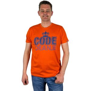 Oranje Heren T-Shirt - Code Oranje -  Voor Koningsdag - Holland - Formule 1 - EK/WK Voetbal - Maat L