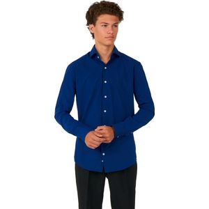 OppoSuits SHIRT LS Navy Royale Tiener - Jongens Overhemd - Effengekleurd - Blauw - Maat: EU 158/164 - 14 Jaar