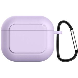 AirPods 3 Case Purple - Siliconen Paarse AirPods 3 Hoesje - voor Apple AirPods 3 - met Clip / Haakje
