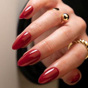 24 stuks Korte Ovale Kunstnagels - Amandel Vorm - Lijm op Nagels - Acryl Press-Ons - Gelnagels - Kunstnagels Kort Amandel
