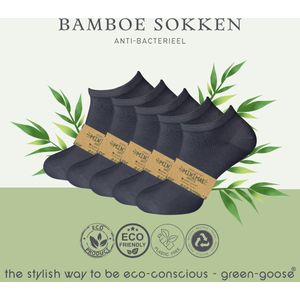 green-goose® Luxe Bamboe Sneakersokken | 5 Paar | 44 - 46 | 100% Bamboe | Duurzaam | Anti-Zweet | Heerlijk Zacht