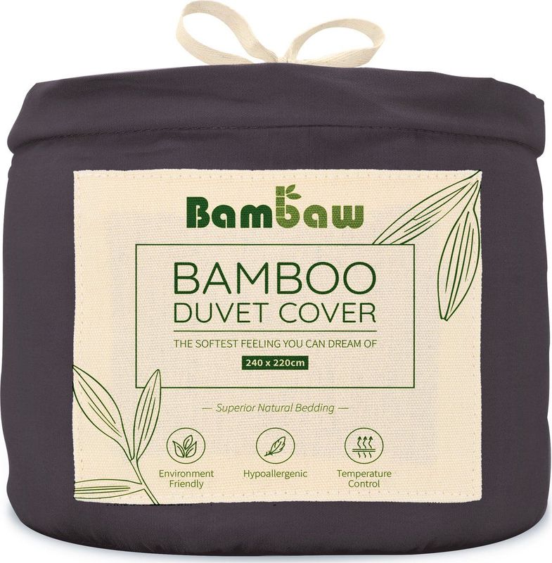 Bambaw - Luxe Bamboe Dekbedovertrek - Houtskool - Ultra Ademend - Hypoallergeen