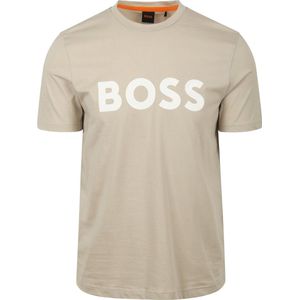 BOSS - T-shirt Thinking Beige - Heren - Maat 4XL - Modern-fit