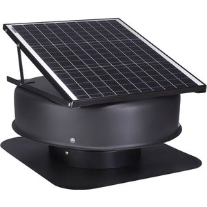 Dakventilator op Zonne-energie, 42 W Intelligente Ventilator met Thermostaat, Afstandsbediening, Luchtstroom van 79287 L/Min, Borstelloze Gelijkstroommotor voor Efficiënte Koeling