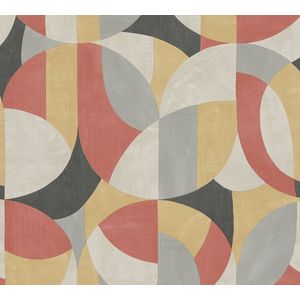GRAFISCH BEHANG | Abstract - Grijs Beige Rood Zwart - A.S. Création French Affair