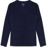 Claesen's® - Dames V-Neck T-Shirt SS - Donkerblauw - 95% Katoen - 5% Lycra