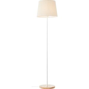 Brilliant Lamp Lunde vloerlamp wit/naturel metaal/bamboebruin 1x A60, E27, 40 W