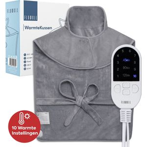 Flamell Warmtekussen - Elektrisch Warmtekussen - Verwarmd Nek en Schouders - Elektrisch Deken met 10 Warmtestanden - warmtekussen elektrisch - Wasbaar - 60x90cm - Grijs