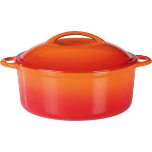 Shadow steelpan met deksel 24cm / ca. 4,0 liter, gietijzer, oranje / crème, 24 cm