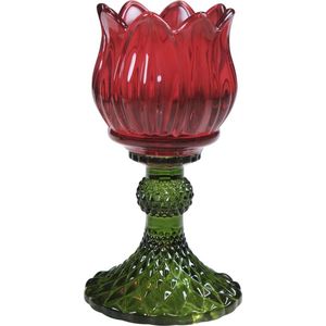 Mars&More glas waxinelichthouder tulp rood 8x8x15cm