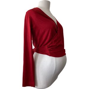 FRAGILE Cardigan (Wrap) met lange mouw X1101 Cotton/Modal Jersey kleur: Rood, maat: XL