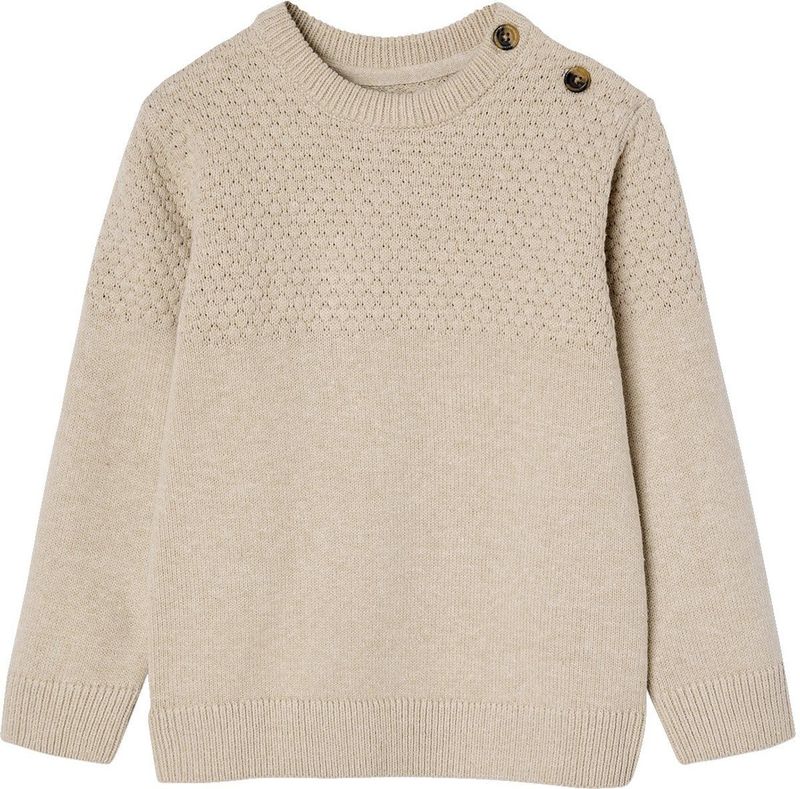 Jongenstrui - Gemêleerd Wit - Siersteek - Lange Mouwen - Ronde Hals