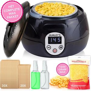 Wax Ontharingsapparaat Beans Parels Ontharen Set Ontharingswax - Murleys - 1000gr - Snel Warm - Pre en Afterspray (2x 60ml) - Lichaam en Gezicht