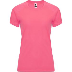 Fluorescent Roze dames sportshirt korte mouwen Bahrain merk Roly maat L