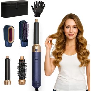 XANAA® - 5 in 1 multi styler Pro - Blauw - Met luxe opbergdoos zwart - Fohnborstel - 2025 editie - Multistyler - Föhn - Airstyler - Heteluchtborstel - Krulborstel - Hairstyler - krultang 5 in 1 - Hairwrap met 65.000 RPM met warmte tot 110 graden.