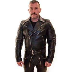 Mister b leren motor jack met rug vulling maat - 2xl