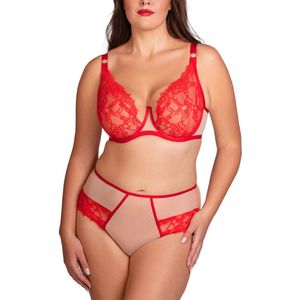 Vivisence Elegante Zachte Beha Met Kant Voor Vrouwen Beugelbeha Met Lifting Effect Verstelbare Bandjes En Goudkleurige Details Vrouwelijke Lingerie Voor Comfort En Ondersteuning, Rood,90F