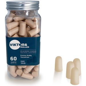 Viktor & Muller® - 120 stuks Slaap Oordopjes - Snurken - Slaapoordoppen - Oordoppen - Slapen - Geluidsoverlast - Sound Plugs - Anti Snurk - Slaaphulp - Geluid - Studeren - Gehoorbescherming - Earplugs - Lawaai - Foam demping - Motorrijden - Festival