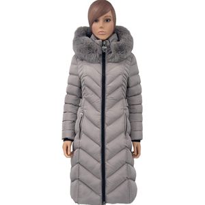 Wulux® - Dames Jas - Dames Winterjas - Parka Dames - Extra Lang Model - Getailleerd Model - Grijs - Maat XXL
