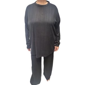 Dames - Huispak - Loungepak - Set 2 delig - Comfy Set - Grote maten - Kleur - Zwart - Maat One Size 42 t/m 60