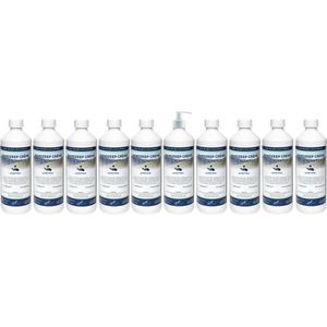 Handzeep Crème Eucalyptus 500 ml - set van 10 stuks - met gratis pomp - Voordeelverpakking