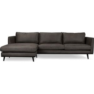 Loungebank Odissi chaise longue links - leer Kentucky antraciet 01 - 1,60 x 2,58 mtr breed