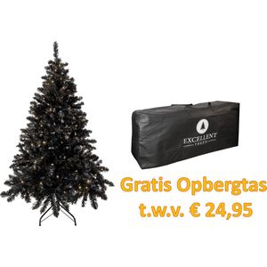 Excellent Trees® Stavanger Black 180 cm Zwarte Kerstboom met Verlichting - nu met Opbergtas t.w.v. € 27.50